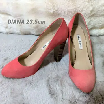 미사용에 가까운 Diana 핑크 스웨이드 힐펌프스 23.5cm