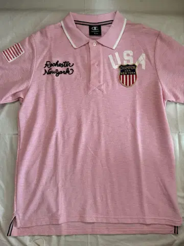 Champion USA 남성용 피케 셔츠 L 핑크