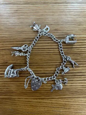 최종 가격 인하 빈티지 실버 참 팔찌