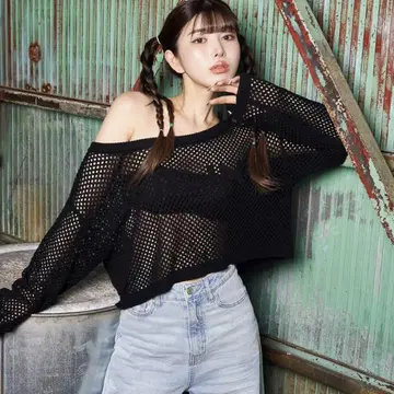 Darich 자카드 메쉬 니트탑