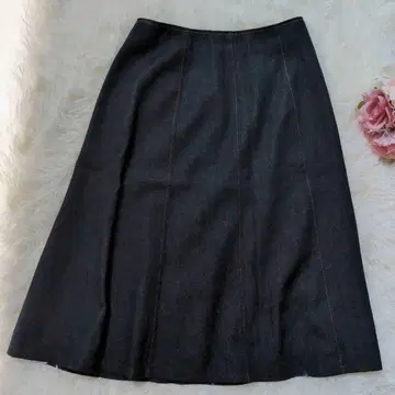 ROPE 데님 스커트 무릎 기장 다크 네이비 63-90
