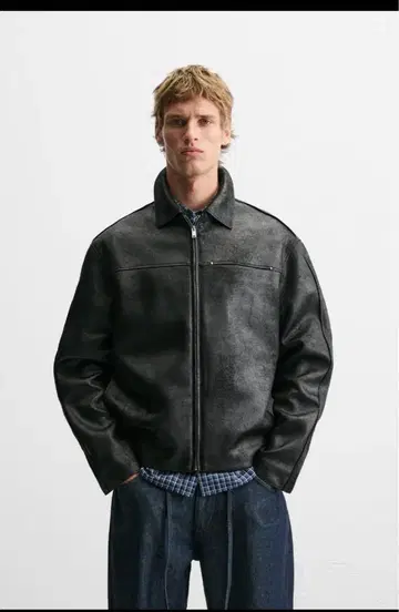 ZARA 자라 그라데이션 인조 가죽 자켓 L