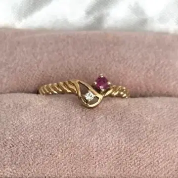 9K 반지 푸치 다이아 루비 주얼리 마키