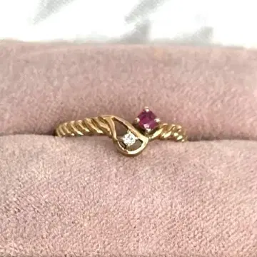 9K 반지 푸치 다이아 루비 주얼리 마키