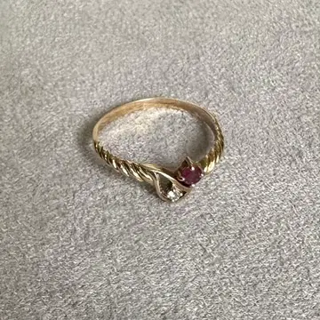 9K 반지 푸치 다이아 루비 주얼리 마키