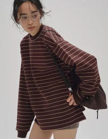 todayful Border Long T-shirts 초코