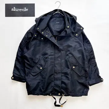 allureville 알아바일 나일론 자켓 블랙 미들 기장 2023