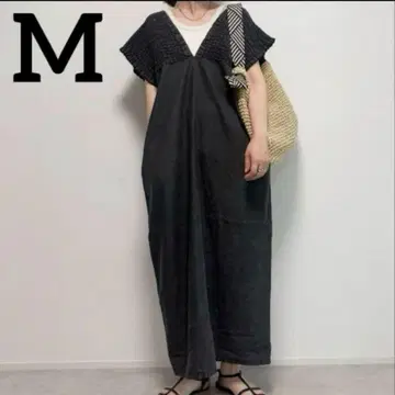 시마무라 데님 셔링 원피스 블랙 M add COLOR