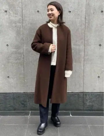 BEAUTY&YOUTH MANTECO 노카라 롱 코트 브라운