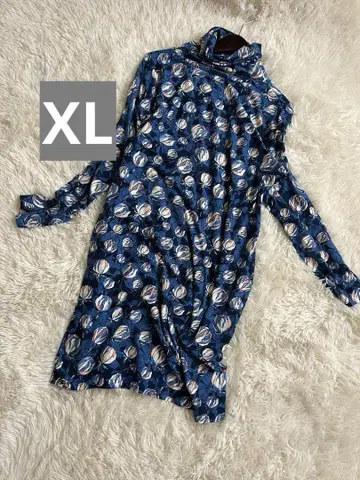 빅 사이즈 [ 두클라쎄 ] 긴팔 꽃무늬 하이넥 원피스 올 패턴 L-XL