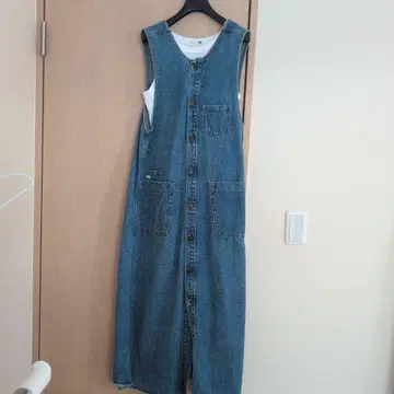 데님 버튼 프론트 롱 살로펫