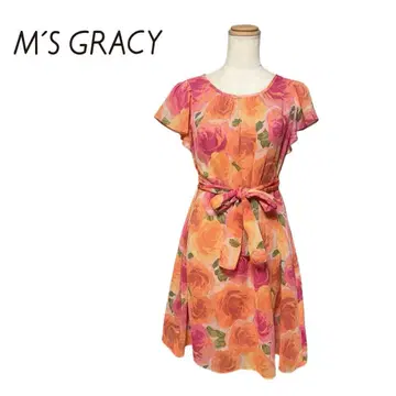 M's GRACY 엠즈 그레이시 원피스 쉬폰 꽃무늬 오렌지 38