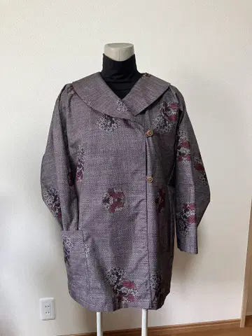 기모노 리메이크 오시마 명주 하프 코트