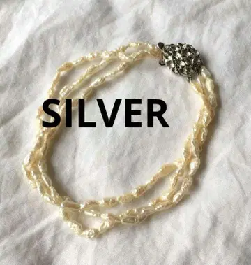 빈티지 담수 펄 실버 팔찌 SILVER 3연 담수 진주