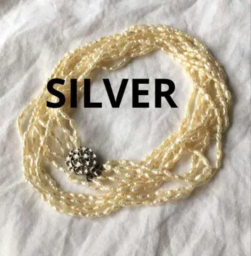 빈티지 담수 펄 실버 목걸이 SILVER 담수 진주 5연