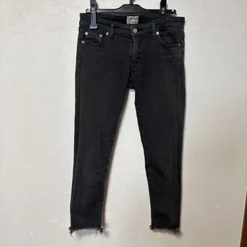 Ungrid 블랙 스키니 데님 프린지 밑단