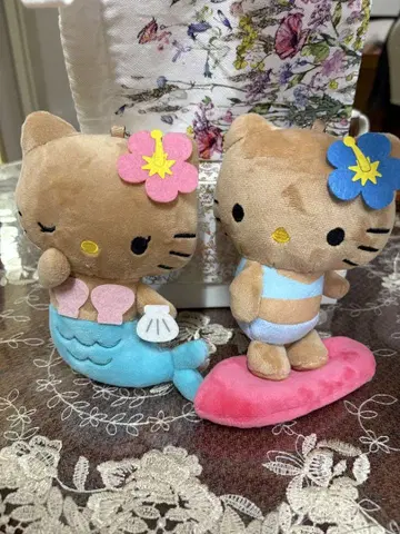 정품 헬로키티 일광화상 키티, 서핑, 인어 봉제 인형 2세트