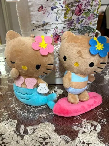 정품 헬로키티 일광화상 키티, 서핑, 인어 봉제 인형 2세트