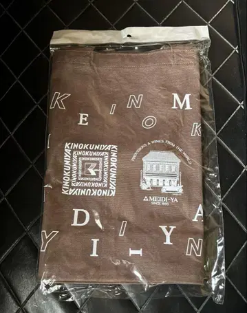 기노쿠니야 메이지 가죽 핸들 코튼 백 브라운
