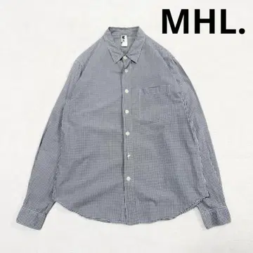 새상품급 MHL 깅엄 체크 코튼 긴팔 셔츠 그레이 M