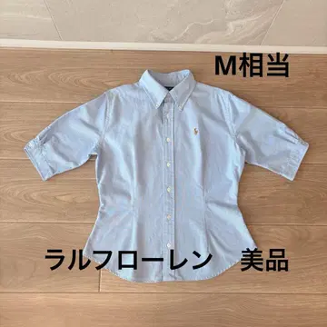 랄프 로렌 블라우스 셔츠 블루 반팔 오부소매 M 사이즈 상당