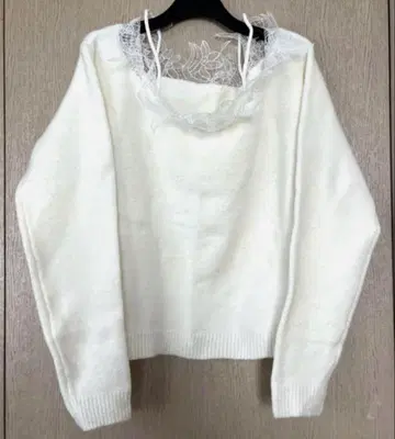 GRL 그레일 레이스 포함 화이트 니트 긴팔 프리 사이즈