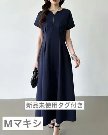 COCOMOMO 허리 턱 원피스 네이비 M 사이즈