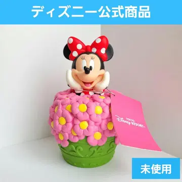 [ 레어 미사용 ] 도쿄 디즈니 리조트 미니 마우스 저금통 꽃 피규어