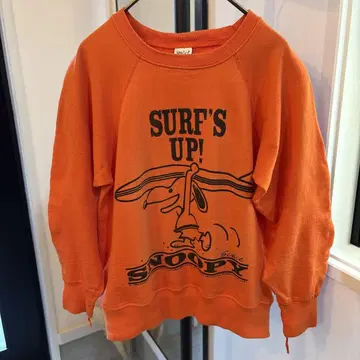 스푸루스 복각 SURF'S UP! Snoopy 맨투맨 오렌지 M