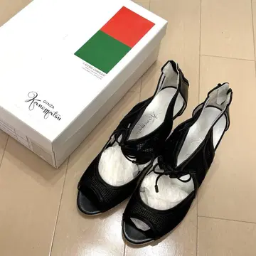 [긴자 카네마츠] 블랙 메쉬 오픈토 하이힐