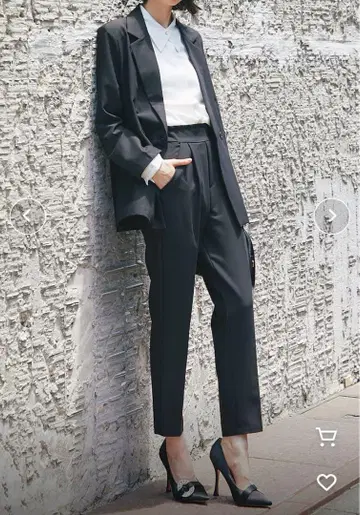 더블 테일러드 자켓 & 테이퍼드 팬츠 2종 세트