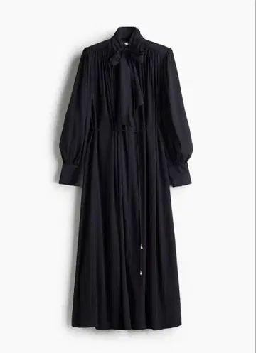 H&M 보우 칼라 셔츠 드레스 네이비 블루
