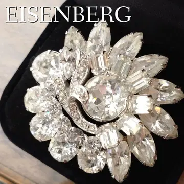 레어 새상품급 EISENBERG 빈티지 브로치 클리어 큐빅 38