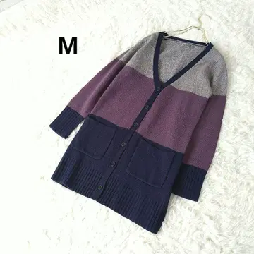 INDEX MAGIC 바이컬러 라메 V넥 가디건 롱 M