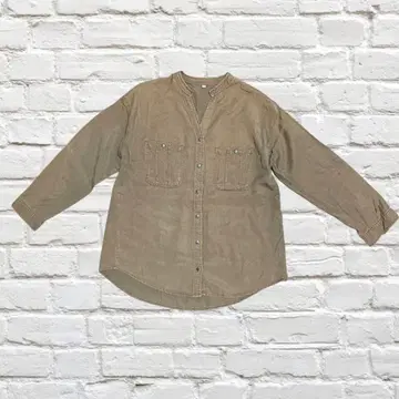 베이지 V넥 긴팔 셔츠 M 리오셀