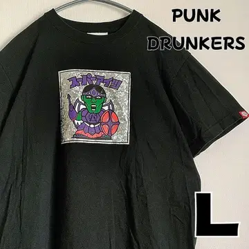 PUNK DRUNKERS 빅 프린트 반팔 T셔츠 블랙 L
