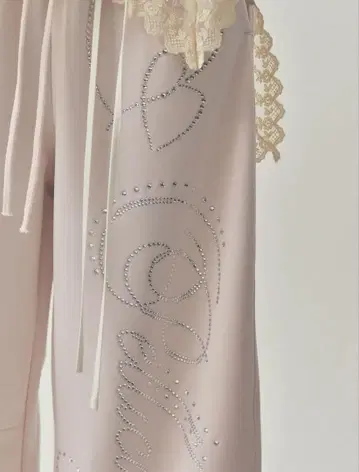 PELLICULE stone-deco 스웨트 팬츠 핑크