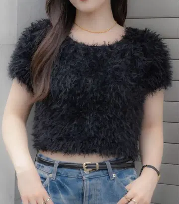 SENEE feather tulle knit T-shirt