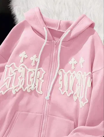 핑크 지퍼 후드티 y2k opium