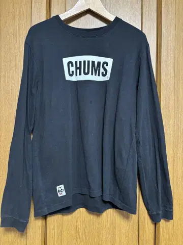 CHUMS 블랙 긴팔 티셔츠 롱 T M 사이즈