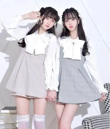 노에미 보타이 프릴 체크 무늬 셋업