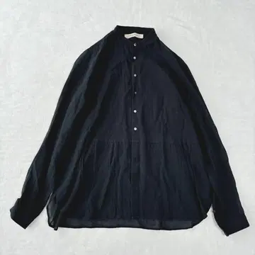 [ 새상품급 ] 스즈키 타카유키 긴팔 셔츠 버튼 다운 블랙 린넨 블라우스