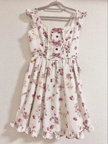 LIZLISA 스트로베리 토끼 패턴 점프 스커트