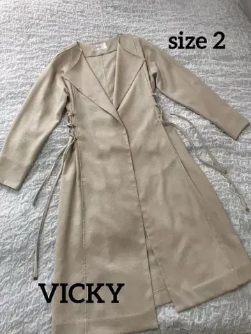 VICKY 비키 노카라 롱 코트 자켓 레이스업 L 가을