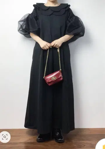 더블 플라워 옷깃 올인원 merlot plus