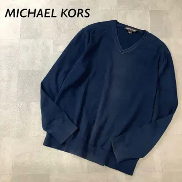 MICHAEL KORS V넥 코튼 니트 긴팔 네이비