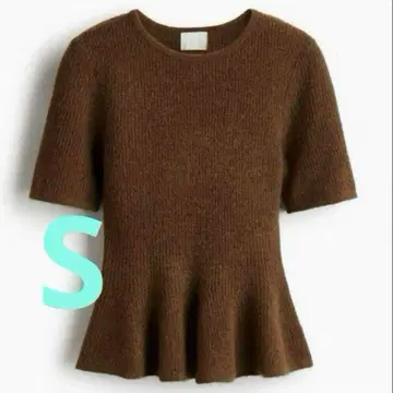 미사용 새상품 H&M RIB-KNIT PEPLUM TOP 브라운 S