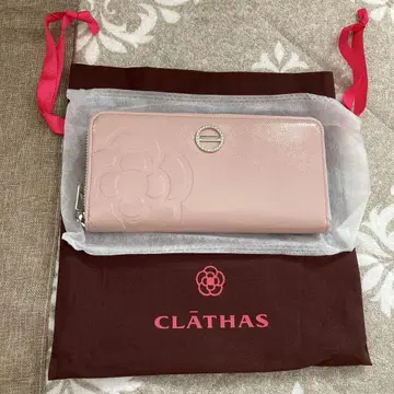 CLATHAS 핑크 장지갑 플라워 엠보싱