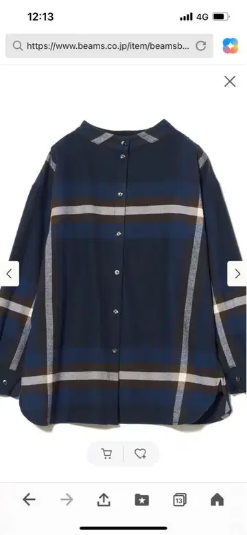 BEAMS BOY 빅 타탄 하이넥 셔츠