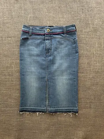 D&G 데님 타이트 스커트 프린지 밑단